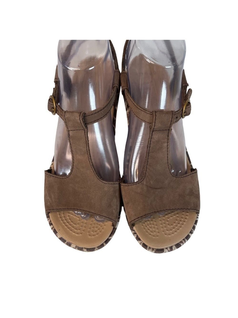 Crocs A Leigh Ikat Brown Wedge Sandals T Strap Comfort Lightweight Casual Summer